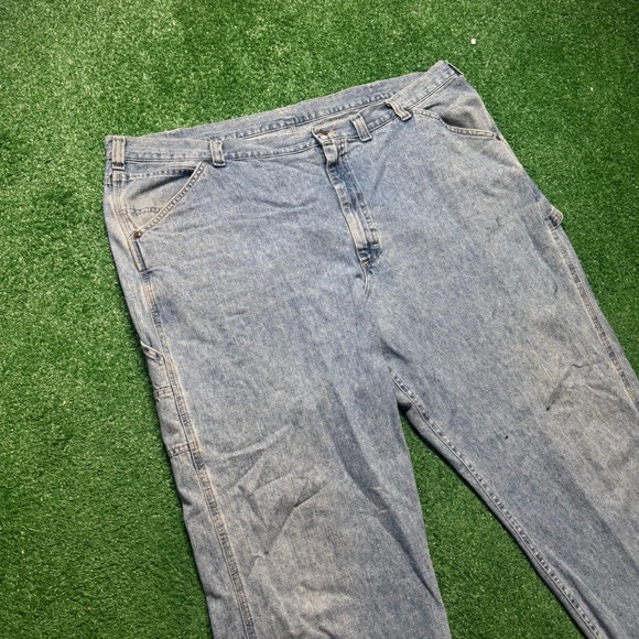 Vintage Lee Size Large Womens Carpenter Jeans Denim Light Wash Work Pants - Picture 1 of 7